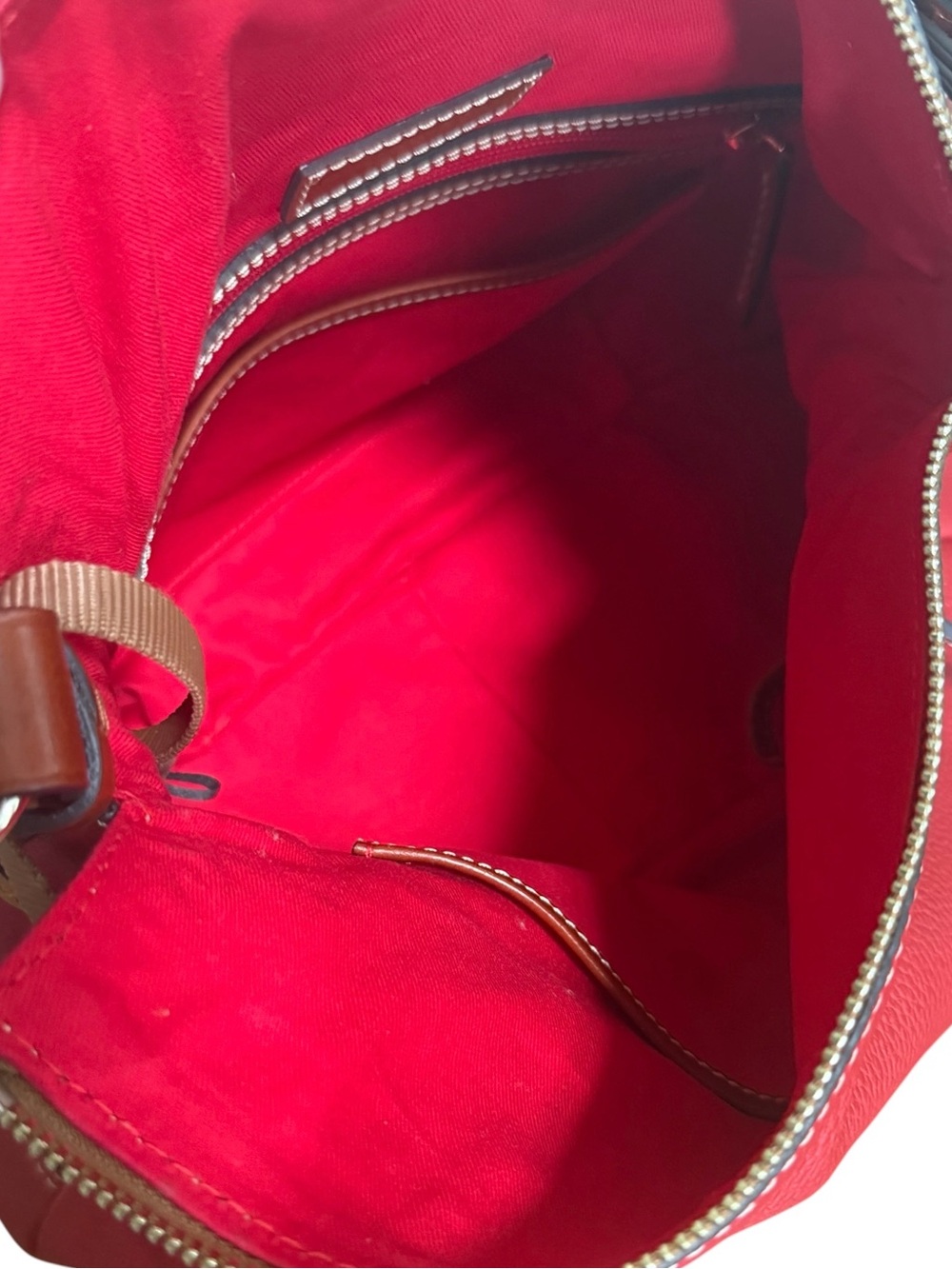 NWOT Authentic Dooney & Bourke Coral Red Leather Tassel Shoulder Hobo Bag - Picture 9 of 15